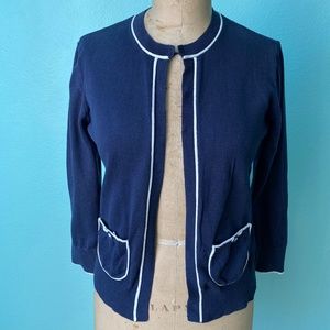 Lilly Pulitzer navy blue and white cardigan sweater / size small fits like xs